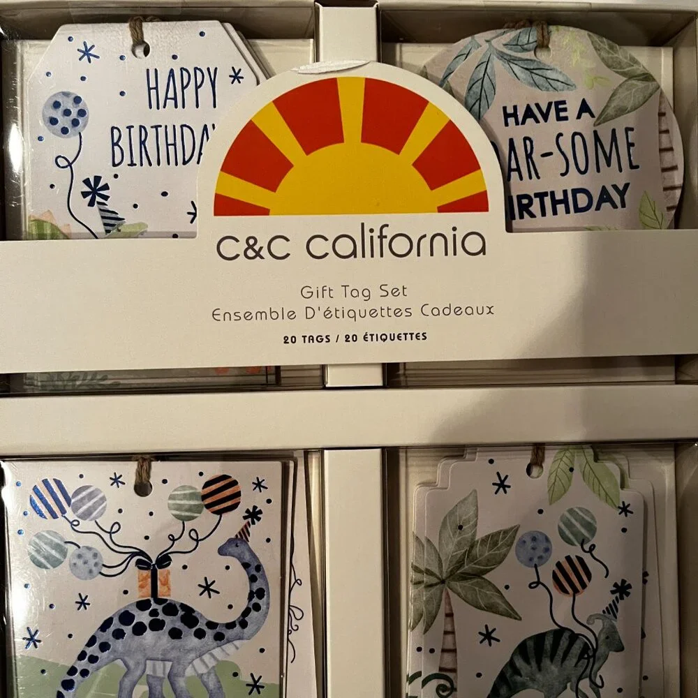 Birthday Gift Tags - Dinosaur Themed!  2 Boxes / New / Total of 40 gift tags (x)